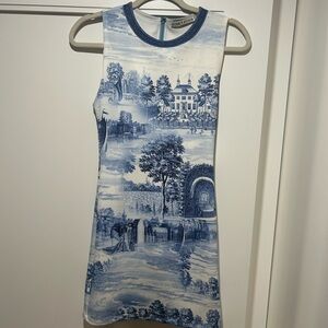 Alice + Olivia Scenic Blue and White Kids Dress